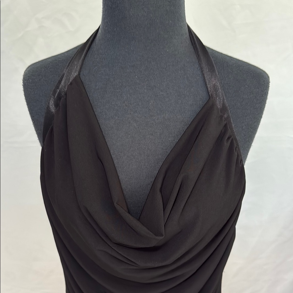 GUESS Silky Draped Neck Halter Dress